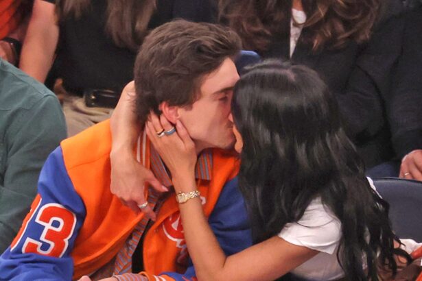 timothee chalamet brings good luck charm kylie jenner to knicks pacers playoff game 6839a7de37d07