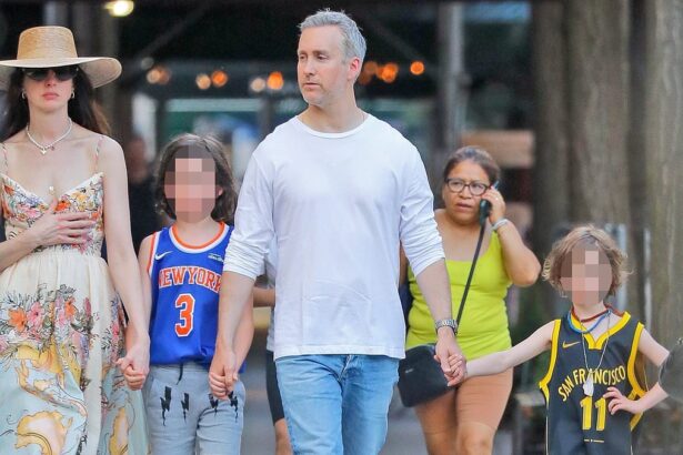 anne hathaway enjoys a very rare family day out in nyc with her husband and two sons 685ef28ac5d58