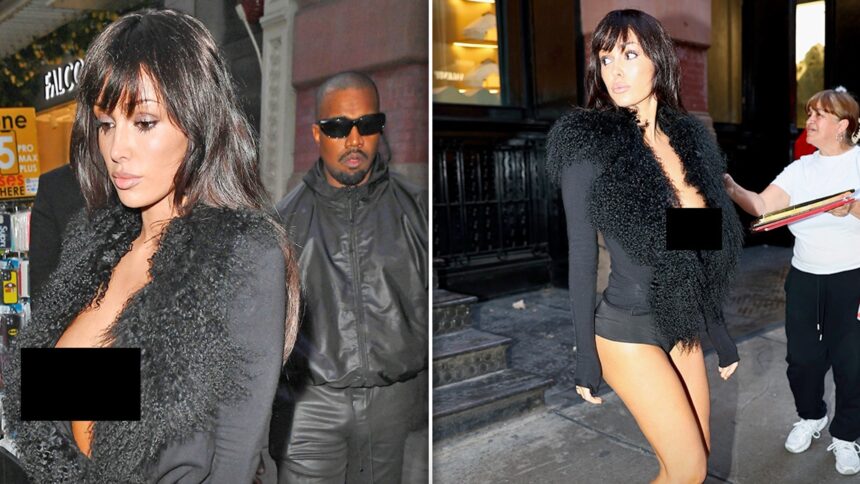 Bianca Censori Își Etalează Decolteul Generos într-o Jachetă Neagră Cu Decupaj Adânc 1 bianca censori flaunts massive cleavage in low cut black jacket 68572e45ac1a2