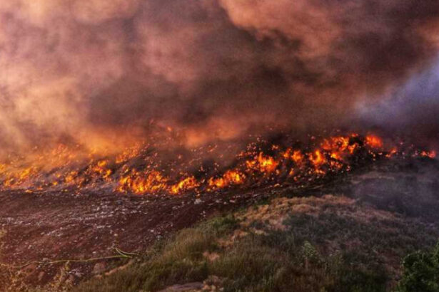 foto incendiu de proportii la o groapa de deseuri din dambovita a fost emis mesaj ro alert interventie dificila a pompierilor 685b0140a7414
