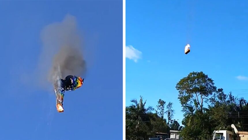 Balon cu aer cald în flăcări, prăbușire dramatică din cer într-un incident tragic 1 hot air balloon catches fire free falls from sky in deadly incident on video 6856d9e8a8538