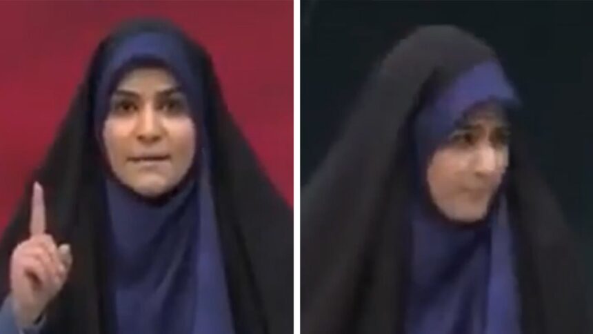 Prezentatoarea TV din Iran părăsește rapid platoul în timp ce o rachetă israeliană lovește studioul, în direct 1 iranian tv anchor dashes off set as israeli missile crashes into studio on camera 68506336e2416