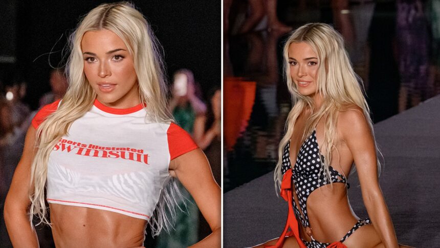 Livvy Dunne Face o Intrare Spectaculoasă pe Pista Sports Illustrated cu o Împărțire Uimitoare 1 livvy dunne drops into a split on the sports illustrated runway 683c8a24b9fe0