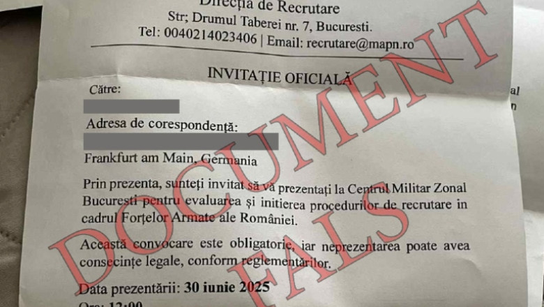 MApN: Cetățenii români din diaspora nu sunt solicitați la centrele de recrutare. „Informația este incorectă” 1 mapn romanii din diaspora nu sunt chemati la centre de recrutare acest document este fals 6841ad7a86135