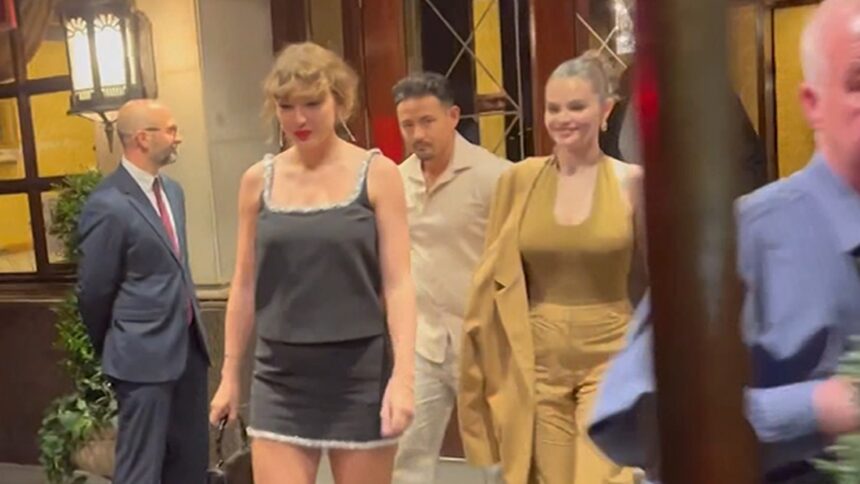 Taylor Swift și Selena Gomez surprinse la o cină în New York 1 taylor swift and selena gomez seen in new video at nyc dinner 683c7286b884c