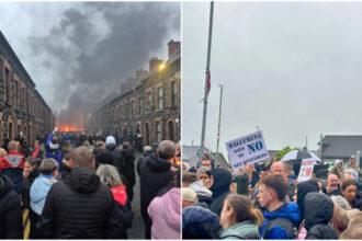 video case incendiate si violente in strada in irlanda de nord dupa ce doi baieti romani de 14 ani au fost arestati preventiv pentru viol 6847da17428e4