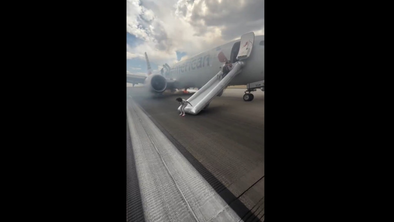 Incidente neprevăzute în aer: Pasagerii unui avion evacuați de urgență pe tobogan după izbucnirea unui incendiu 1 video nou incident aviatic pasagerii unui avion au fost evacuati pe tobogan dupa ce aeronava a luat foc 688609dd1bcc0