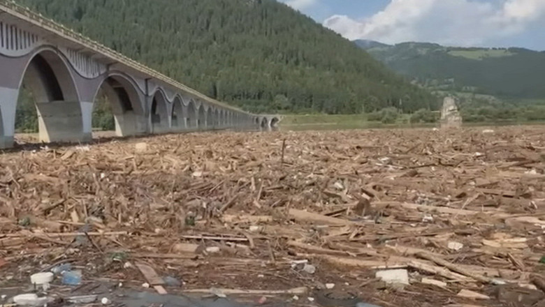 Alertă la Barajul Bicaz: Viitura a adus tone de lemne, acoperind lacul. Ce declarații au autoritățile privind această situație? 1 video pericol la barajul bicaz tone de lemne au fost aduse de viitura si au acoperit lacul ce spun autoritatile despre situatie 688b3a98affe8