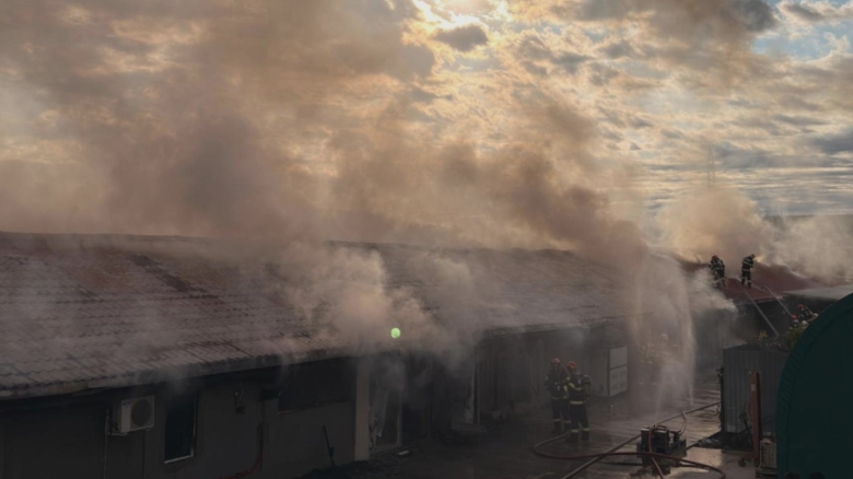 Flăcări devastatoare în apropierea Bucureștiului: un depozit din Buftea este cuprins de foc, iar pompierii mobilizează 12 autospeciale pentru intervenție. Cerul este acoperit de un fum dens și negru 1 incendiu violent langa bucuresti un depozit din buftea in flacari pompierii intervin cu 12 autospeciale zona impanzita de un fum negru si gros video 68abf82e932d9