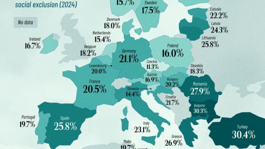 Harta sărăciei în Europa: Care sunt liderii și poziția României în acest clasament? 1 harta saraciei in europa cine conduce topul si pe ce loc se afla romania 68d561f28cc2d