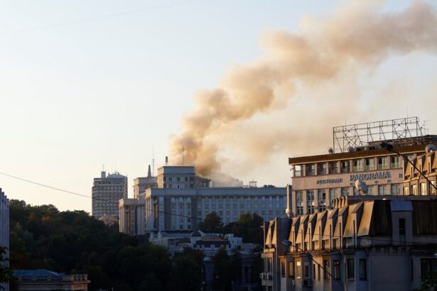 largest russian air attack of war sets fire to ukrainian cabinet building and kills three including child 68bd3cda21432