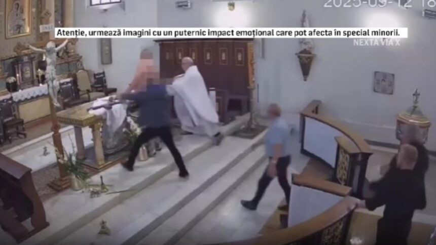 Întâmplare cutremurătoare într-o biserică: un preot atacat de un bărbat 1 scene socante in biserica preot luat la bataie de un individ 68c7df812220d