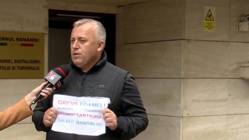 Protest al unui sindicalist la ușa ministrului Economiei: "Îndemn cu disperare, ne aflăm într-o situație critică." 1 sindicalist in greva foamei la usa ministrului rezist al economiei fac un apel disperat pentru ca suntem intr o situatie disperata 68d50fde96871