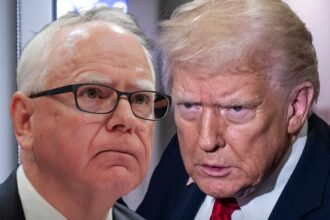 tim walz fires back after donald trump directs r word slur at him 692a1adc003e6