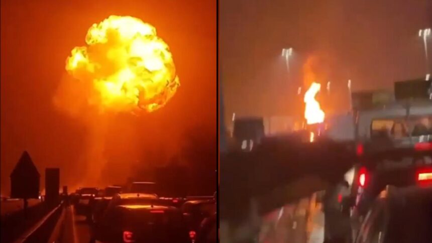 Explozie pe autostradă în Italia, camionul GPL distrus 1 explozie devastatoare pe o autostrada din italia un camion incarcat cu gpl a sarit in aer formand o bila de foc asemanatoare celei de la crevedia video 694bb75d63d9e