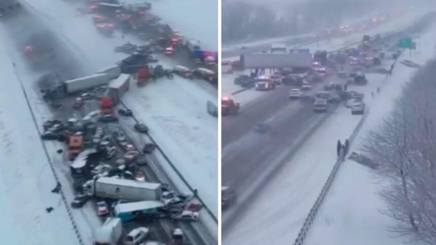 haos pe o autostrada din indiana 45 de vehicule implicate intr un carambol urias 692da43a57fc8