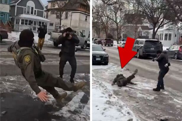 ice agent hilariously slips on ice in minnesota ironic spill caught on video 69651c9048e53