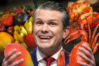 pete hegseth blew billions on shellfish steak fruit baskets furniture 69b06499946d9